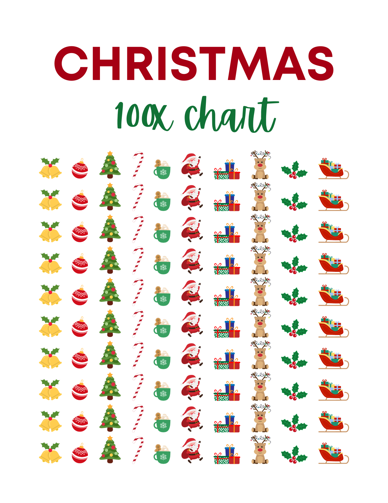 Christmas 100x Chart Smart String Practice Christmas 100x chart smart string practice