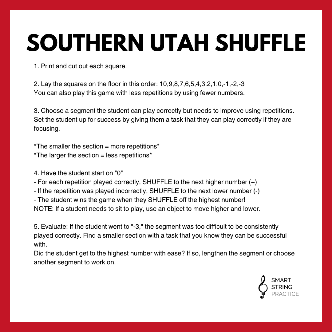 Southern Utah Shuffle - Number Line Game