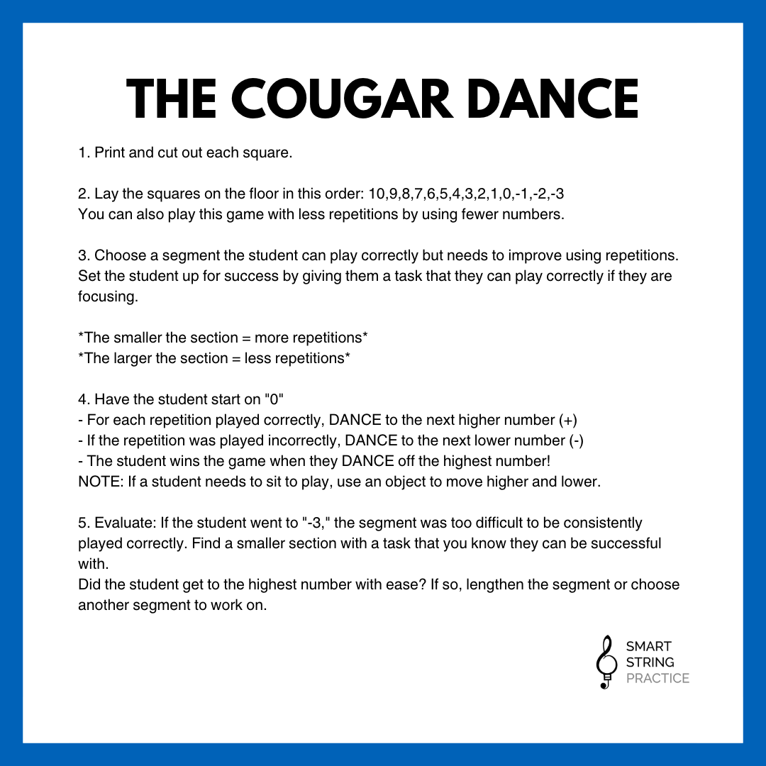 The Cougar Dance - Number Line Game